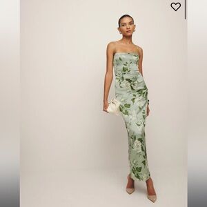 Reformation Frankie Silk Dress in Sage Green